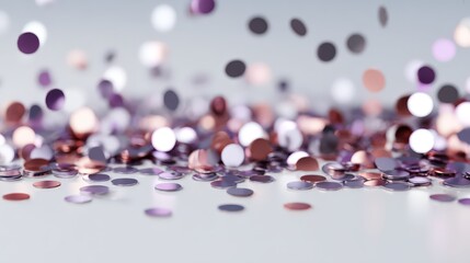 Scattered reflective discs on white surface