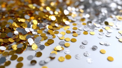 Scattered golden and silver sequins