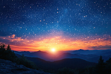 Fototapeta premium Where the Mountains Rest Beneath a Thousand Stars