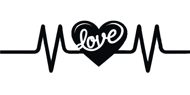 An illustration of a heartbeat graph forming a heart symbol represents the passion for travel and the feeling of love for a city or country, making it a perfect logo or slogan for world tourism - Powered by Adobe