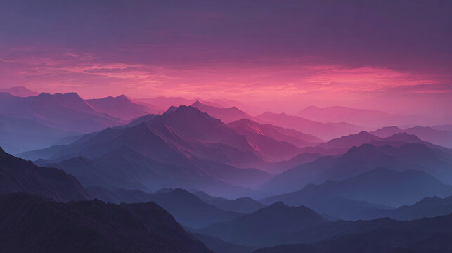 Mountains and sky are in different colors at sunset 