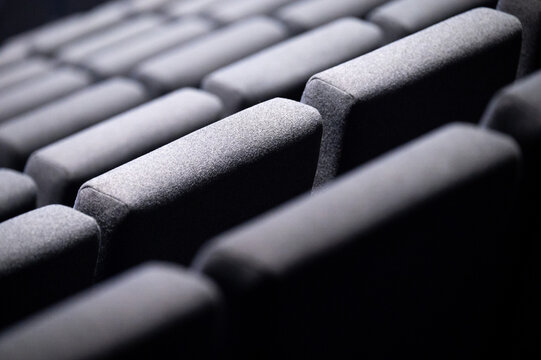 Detail of upholstered seats in a modern concert hall