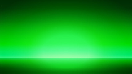 Abstract background featuring a vibrant green gradient and a soft horizon light. Ideal for product displays, virtual stages, and clean corporate presentations.