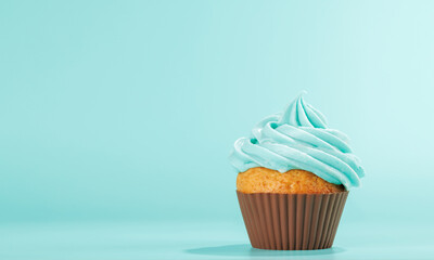 Festive cupcake topped with swirled frosting