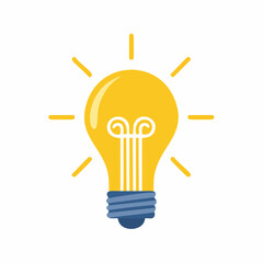 Bright yellow incandescent light bulb, a symbol of innovation, brilliant ideas, and creative solutions, illuminating with energy