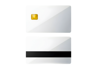 Vector illustration of credit card with gold chip isolated on transparent background