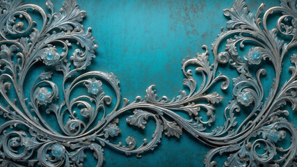 background of beautiful ornaments over blue