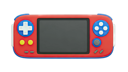Red and Blue Handheld Game Console on White Background