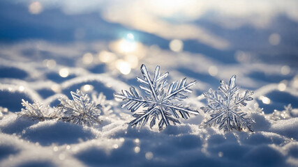 Magical white snowflakes pastel background