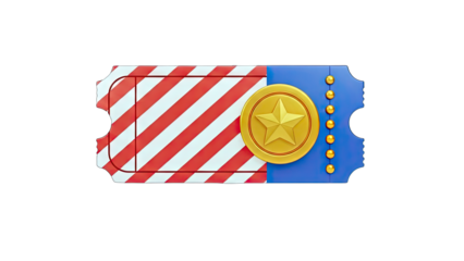 American Ticket with Star and Stripes Isolated on White