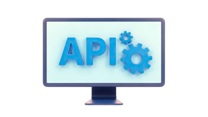 API Concept on Monitor Screen with Gears - Digital Technology