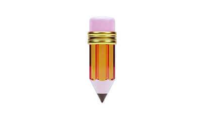3D Pencil Illustration on White Background