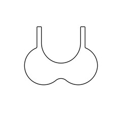 A large black outline bra symbol on the center. Illustration on transparent background