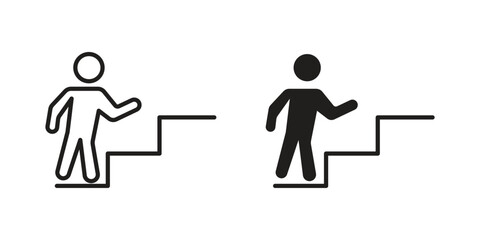 Beginner icon element in flat simple style. Thin stroke editable icons