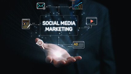 Social media marketing strategy with engagement metrics. Social marketing boosts media visibility. Social media marketing drives traffic. Social media marketing increases engagement. Elide