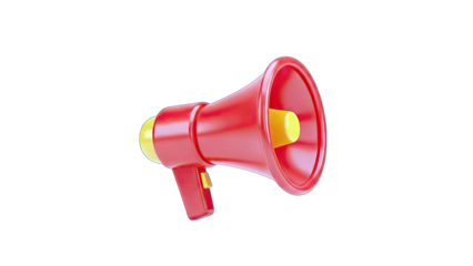 Red Megaphone Announcing on White Background