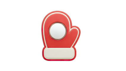 Red Mitten Icon on White Background
