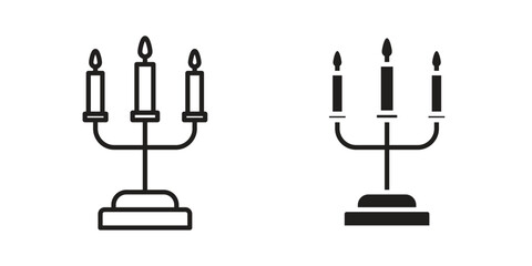 Candelabra icon element in flat simple style. Thin stroke editable icons