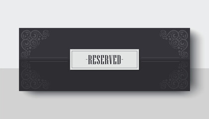 Elegant Ornamental Reserved Table Card Sign with Decorative Flourishes Design