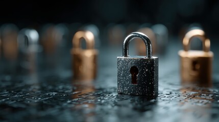 Cybersecurity concept showing digital padlocks, symbolizing online protection and network systems security in cyberspace