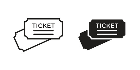 Cinema tickets icon element in flat simple style. Thin stroke editable icons