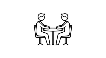 Meeting at table abstract concept black white icon 