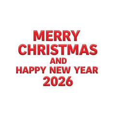 Merry christmas and happy new year 2026 on white