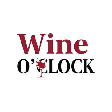 Wine o'clock typography t-shirt design isolated on transparent background