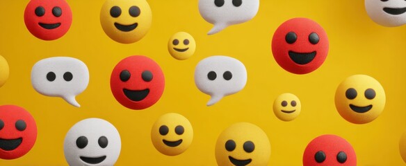 Obraz premium digital chat buzzing with fun animated emoji responses and playful icons in motion