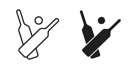 Cricket icon element in flat simple style. Thin stroke editable icons