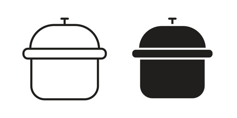 Crock pot icon element in flat simple style. Thin stroke editable icons