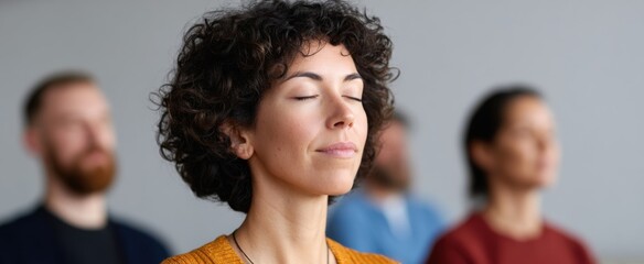 Group embracing calm as gentle inner awareness brings profound peace and connection.