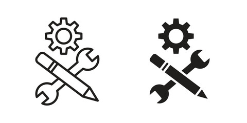 Customized icon element in flat simple style. Thin stroke editable icons