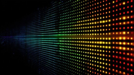 Luminous texture features a gradient of iridescent dots, resembling a led screen displaying colorful light
