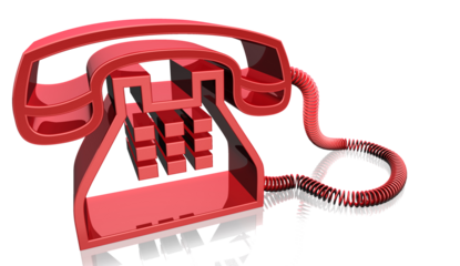Teléfono rotativo rojo en 3D con cable enrollado, superficie brillante y sombra sobre fondo negro.nostalgia y diseño audaz, simbolizando comunicación, encanto retro y reinterpretación moderna.