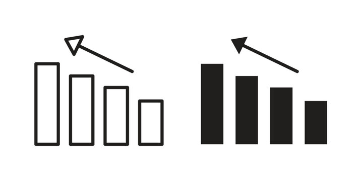 Decrease icon element in flat simple style. Thin stroke editable icons
