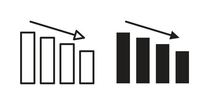 Decrease icon element in flat simple style. Thin stroke editable icons