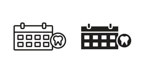 Dental appsointment icon element in flat simple style. Thin stroke editable icons