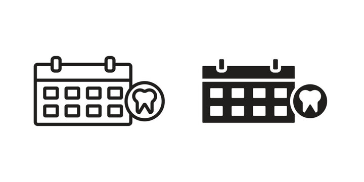 Dental appsointment icon element in flat simple style. Thin stroke editable icons - Powered by Adobe