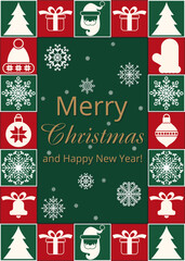 Merry Christmas Greeting Card With Festive Icons