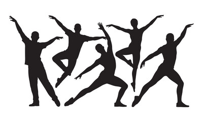 Dancing People Silhouette Vector Illustration