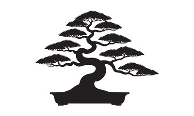Stylized Bonsai Tree Silhouette Vector Illustration