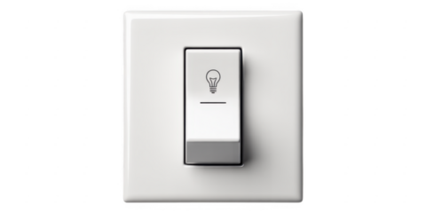Light Switch with Light Bulb on Plate isolated on a transparent background electrical