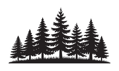 Ten simple black silhouette Christmas trees festive holiday icons