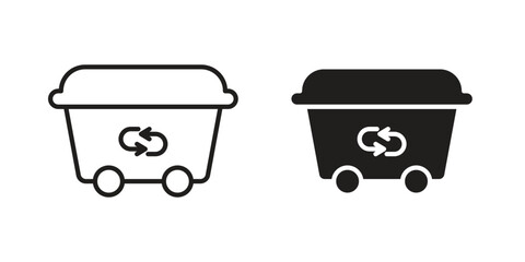 Dumpster icon element in flat simple style. Thin stroke editable icons