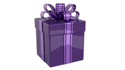Obraz premium Purple gift box with ribbon isolated on a transparent background