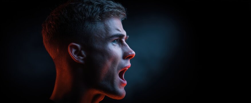 Fototapeta The dramatic player spotlight portrait captures raw passion and gripping emotional intensity.