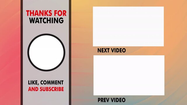 Youtube end screen ideal for video creators showcasing suggested videos and subscription options. Useful for enhancing viewer engagement and retention.
