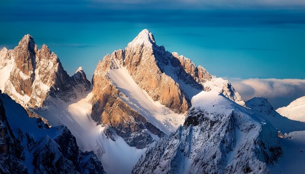 snowy mountain peaks of the zugspitze in the alps