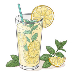glass of lemonade,Refreshing Lemonade Illustration